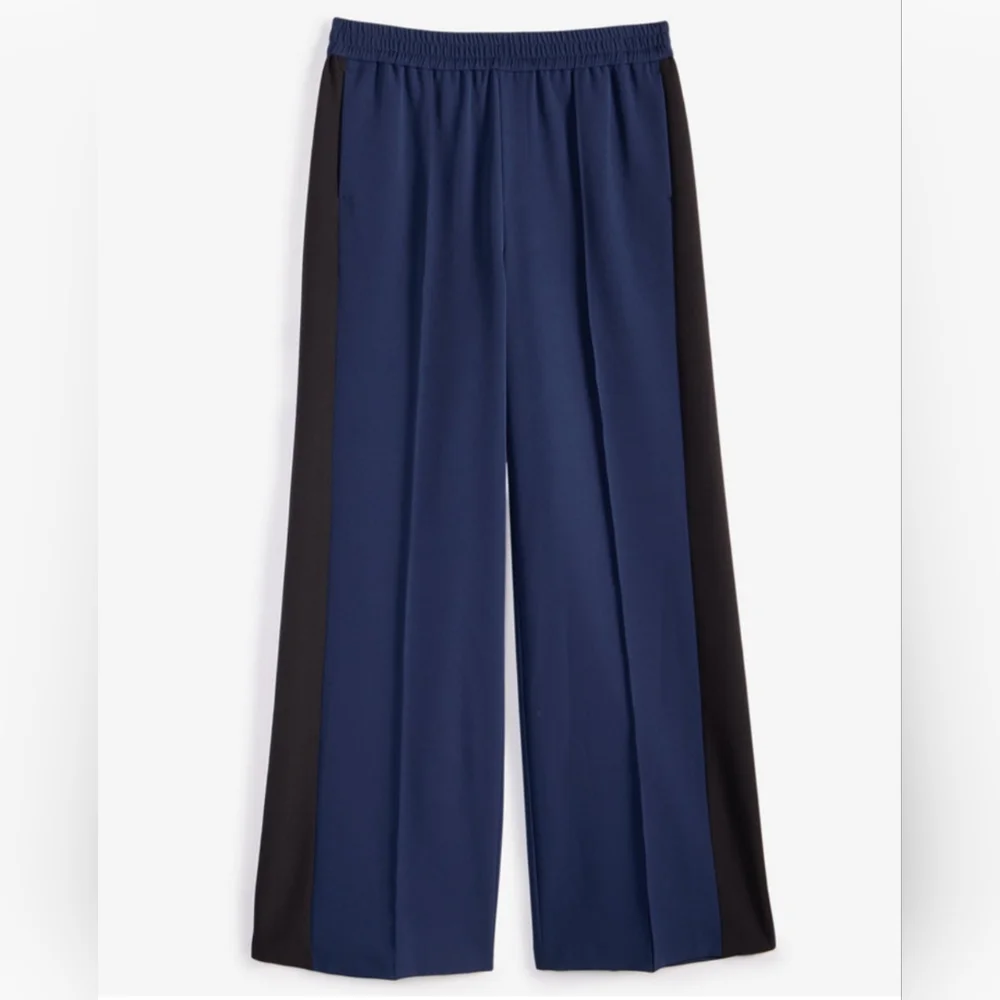 Women's Mid-Rise Side-Stripe Wide-Leg Pants SIZE MEDIUM NWT